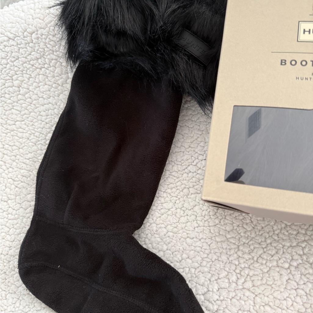 New Hunter Black Faux Fur Boot Socks Sz 5-7